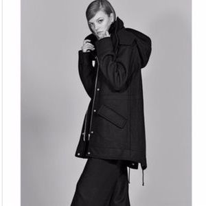 Zara studio hooded parka coat jacket with fur vest